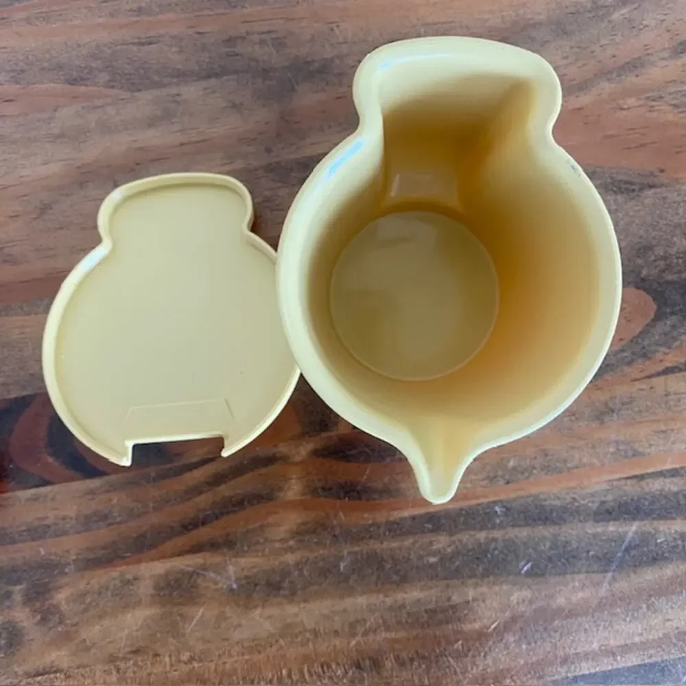 Vintage Tupperware Pieces - Yellow Creamer with Flip Top Lid & Deli Keeper